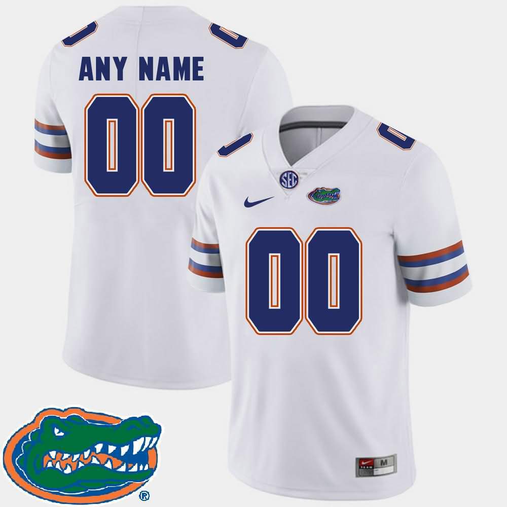 Men's NCAA Florida Gators Customize #00 Stitched Authentic Nike White 2018 SEC College Football Jersey PYC4765WA